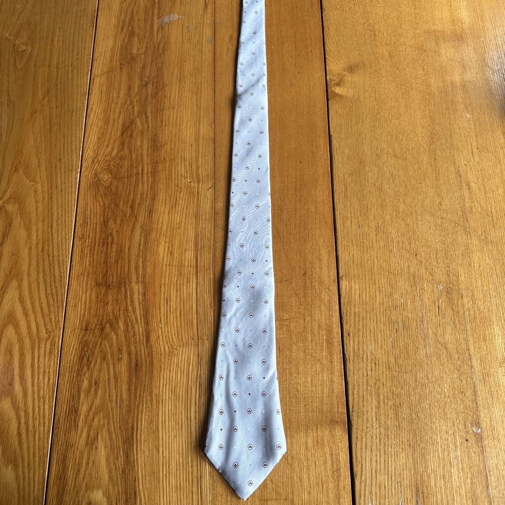 Marc Lewis Necktie Mens 57x3.5 Silver Good 100% Silk Geometric Formal USA‎